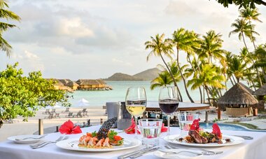 Spacifica Travel Le Bora Bora By Pearl Resorts Dinner with a view