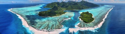 vue aérienne de l'île de Huahine 